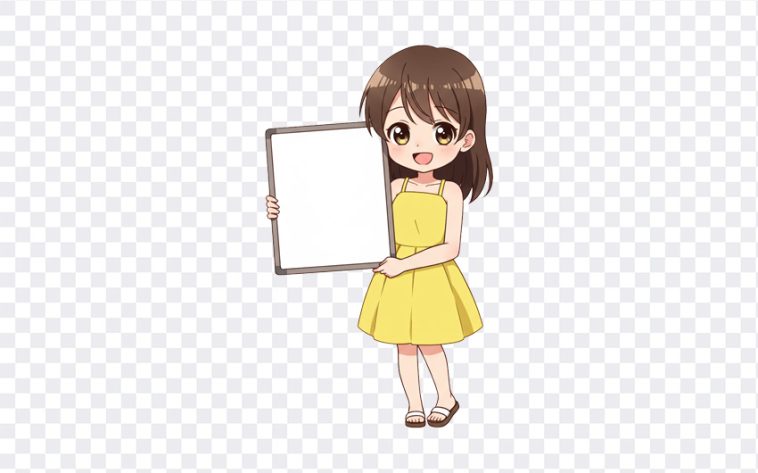 Anime Girl Holding a Board: Download this image featuring an anime girl holding a board, as seen in our blog post "Anime Girl Holding a Board"