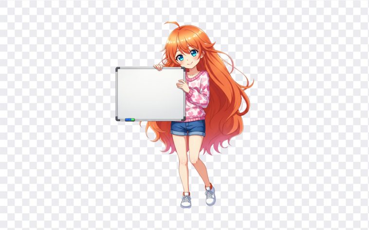 Anime Girl With White Board: Download this image featuring an anime girl holding a whiteboard, as seen in our blog post "Anime Girl With White Board."