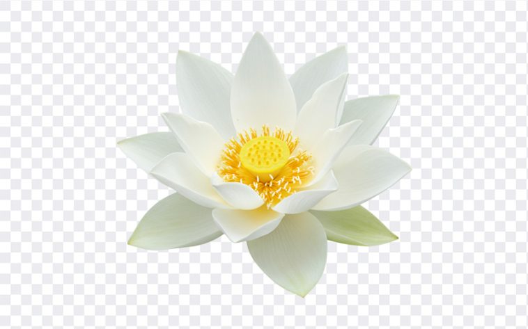 A pristine white lotus flower, elegantly unfurling its petals. Symbol of purity, serenity, and enlightenment. Beautiful white lotus blossom